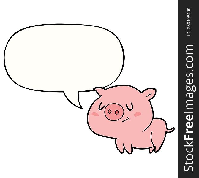 Cute Cartoon Pig And Speech Bubble