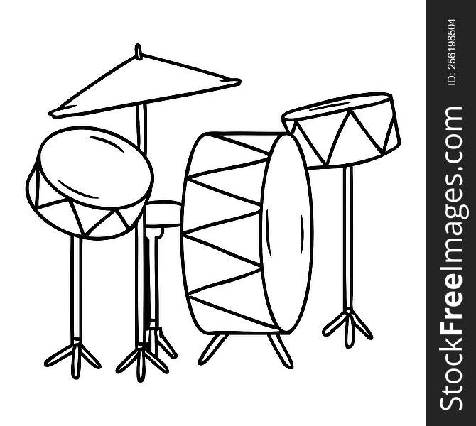 Line Drawing Doodle Of A Drum Kit