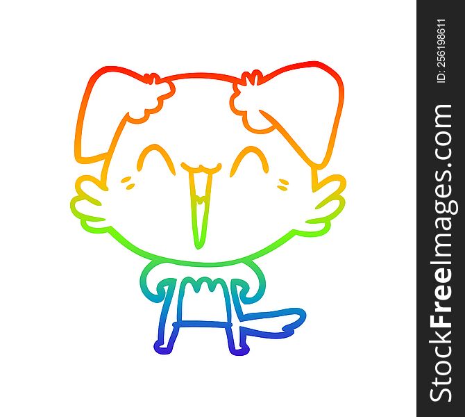 rainbow gradient line drawing of a happy little dog cartoon