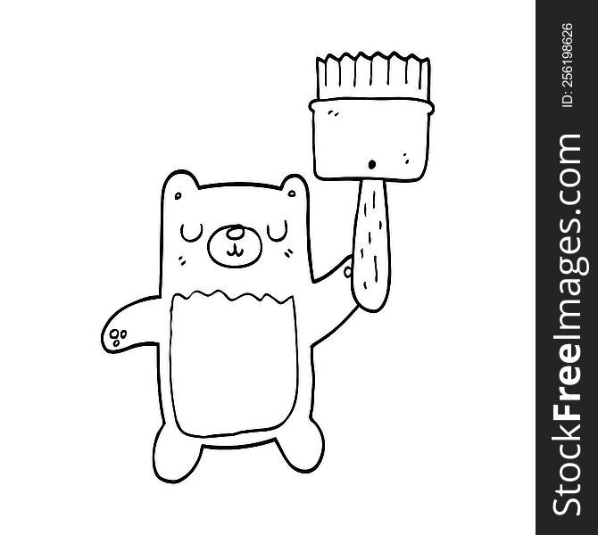 cartoon bear with paint brush