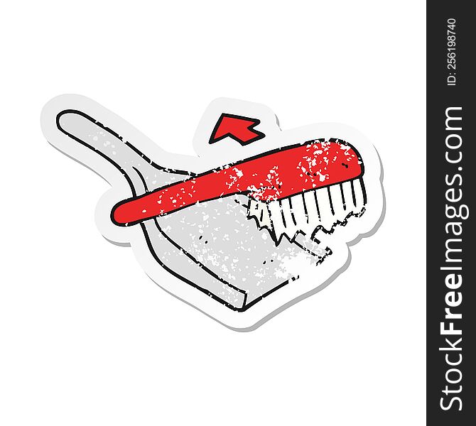 retro distressed sticker of a cartoon dust pan and brush