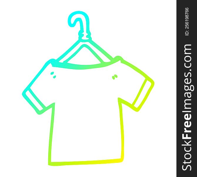 cold gradient line drawing cartoon t shirt on hanger