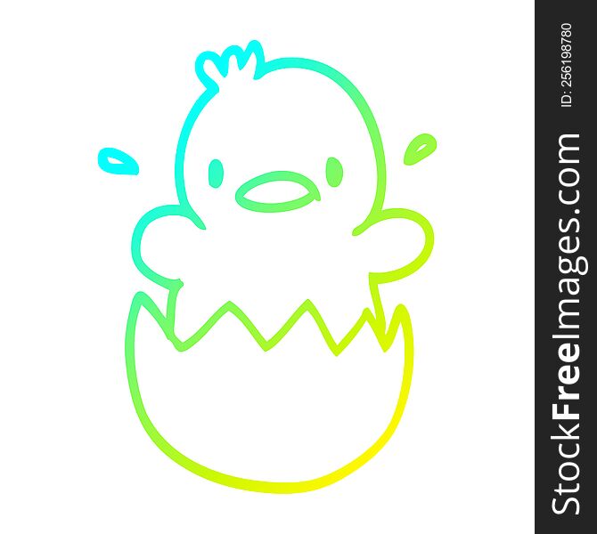 cold gradient line drawing of a cute cartoon chick