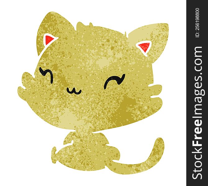 retro cartoon illustration of cute kawaii kitten. retro cartoon illustration of cute kawaii kitten