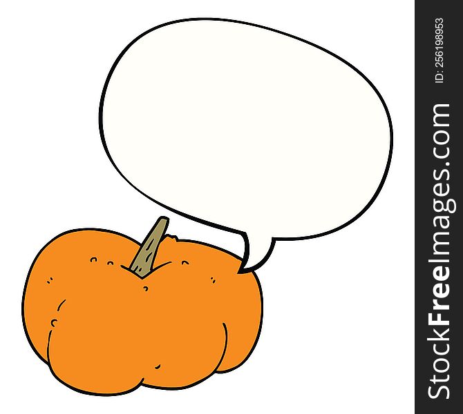 Cartoon Pumpkin Squash And Speech Bubble