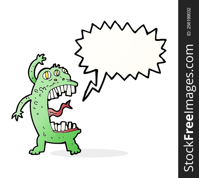 Cartoon Crazy Monster With Speech Bubble