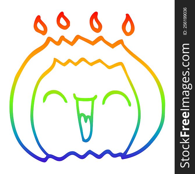 Rainbow Gradient Line Drawing Cartoon Laughing Gas Flame