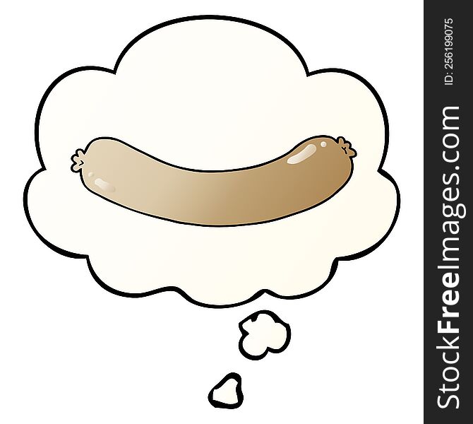 Cartoon Sausage And Thought Bubble In Smooth Gradient Style