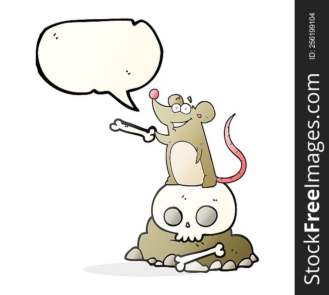 freehand drawn speech bubble cartoon graveyard rat