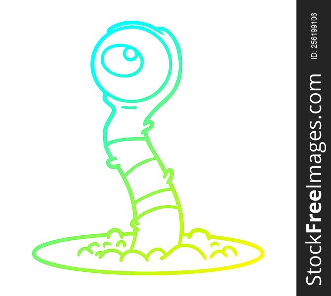 Cold Gradient Line Drawing Cartoon Alien Swamp Monster