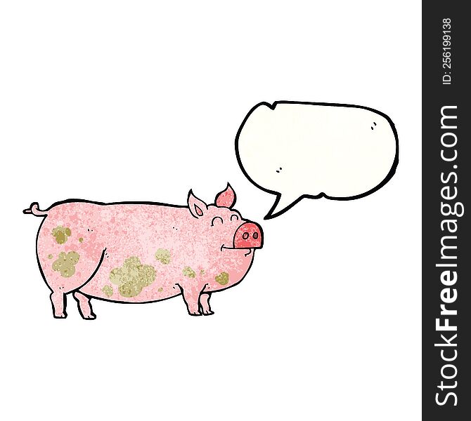 Speech Bubble Textured Cartoon Muddy Pig