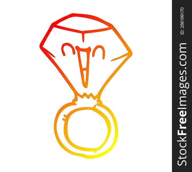 warm gradient line drawing of a cartoon happy face ring