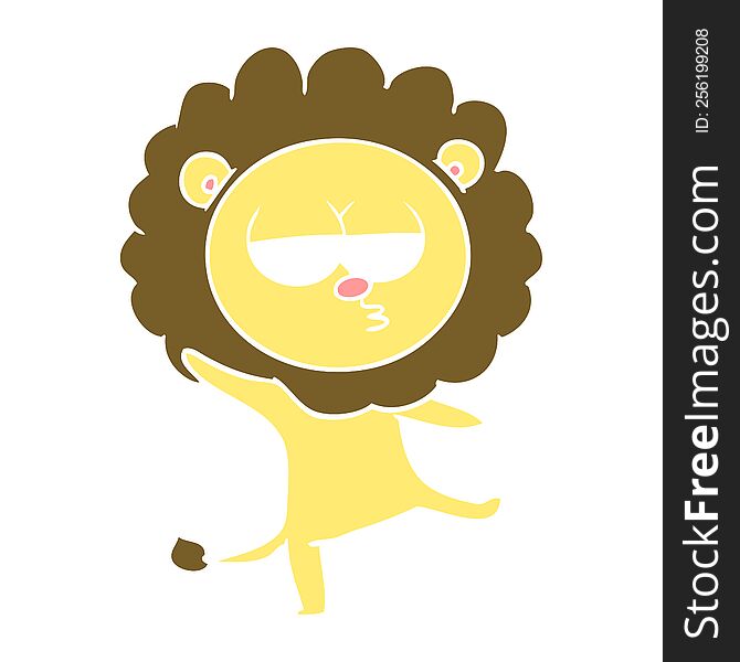 Flat Color Style Cartoon Dancing Lion