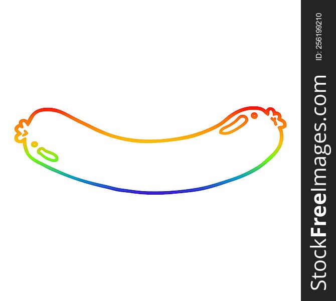 Rainbow Gradient Line Drawing Cartoon Sausage