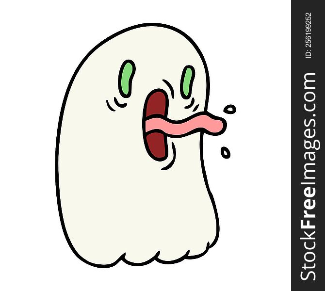 freehand drawn cartoon of kawaii scary ghost