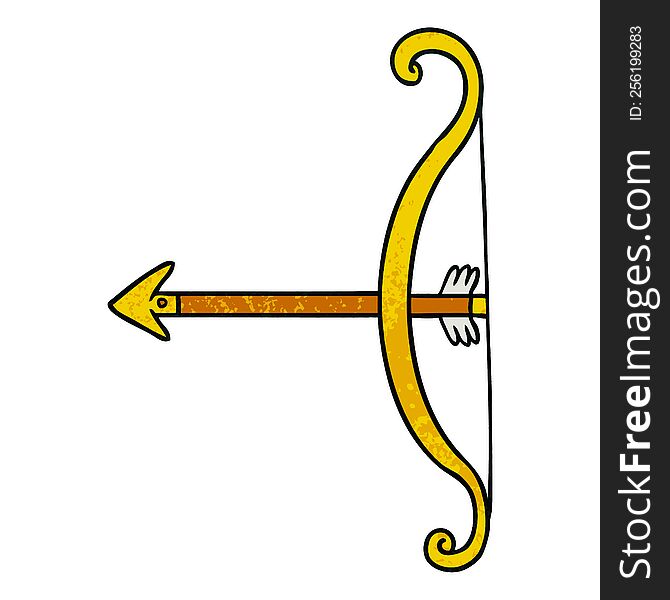 Textured Cartoon Doodle Of A Bow And Arrow