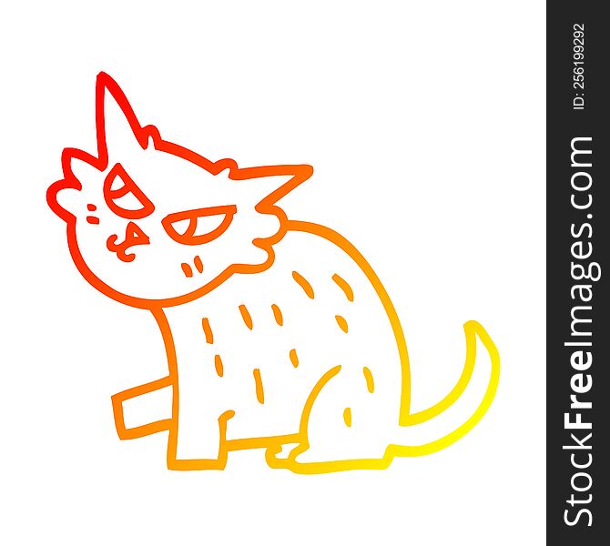 Warm Gradient Line Drawing Cartoon Sly Cat