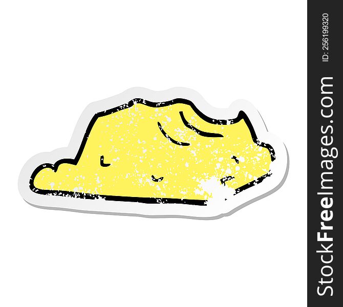 Distressed Sticker Of A Cartoon Butter