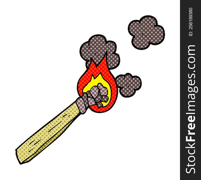 cartoon burning wood torch