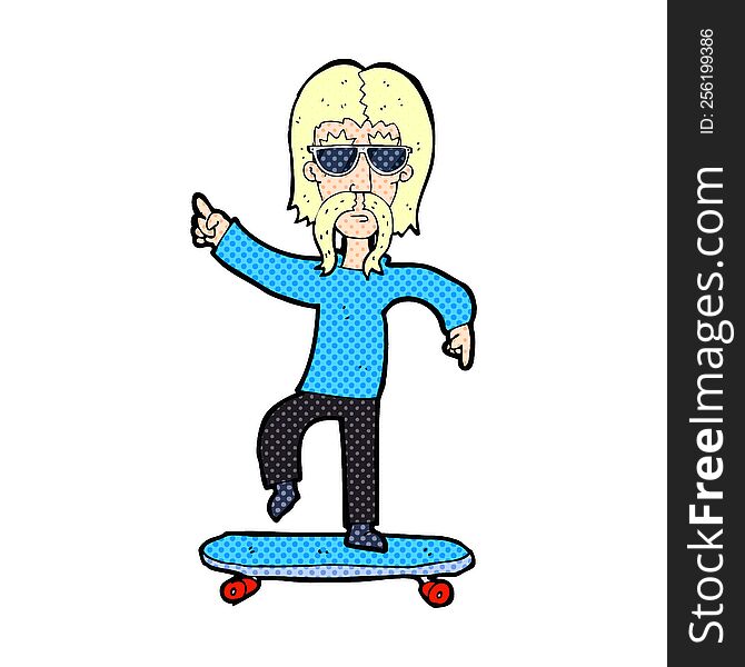 cartoon older man on skateboard. cartoon older man on skateboard