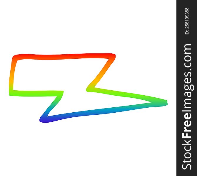 rainbow gradient line drawing of a cartoon lightening bolt