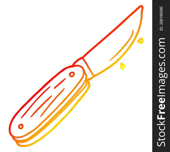 warm gradient line drawing of a cartoon folding knife