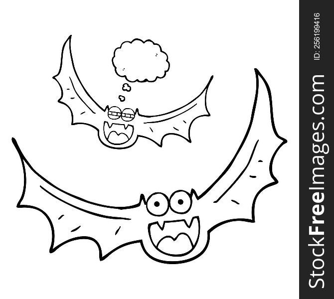 freehand drawn thought bubble cartoon halloween bats