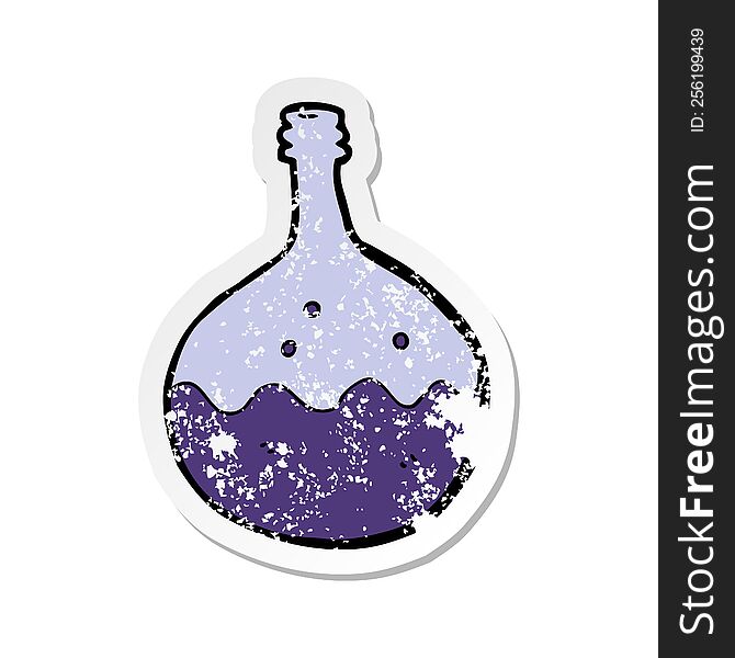 retro distressed sticker of a cartoon bubbling chemicals