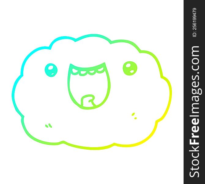 Cold Gradient Line Drawing Cartoon Happy Cloud