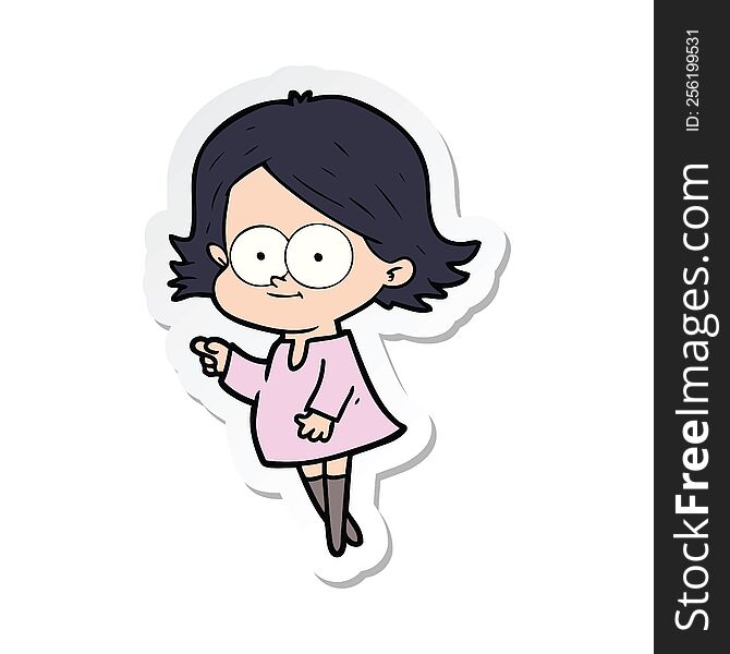 sticker of a happy cartoon girl