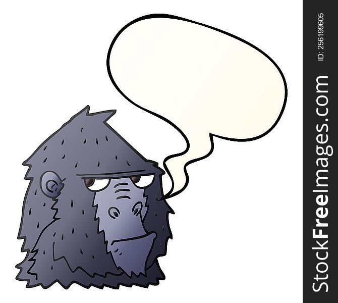 cartoon angry gorilla face with speech bubble in smooth gradient style