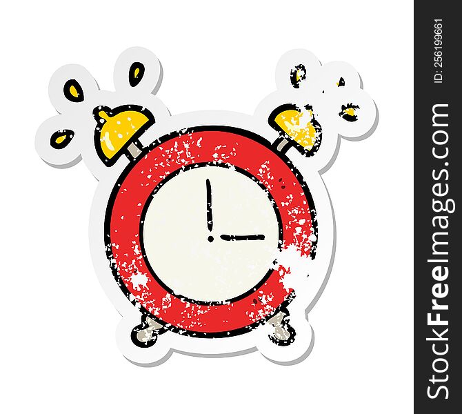 distressed sticker of a alarm clock