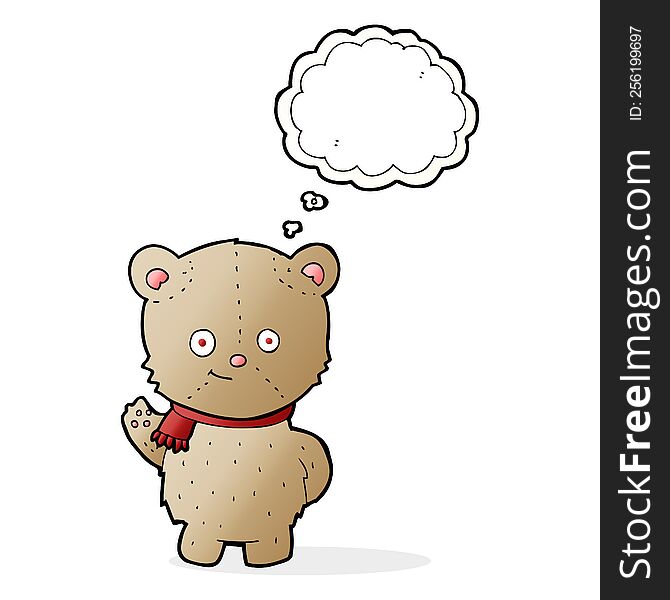 Cartoon Bear Waving With Thought Bubble