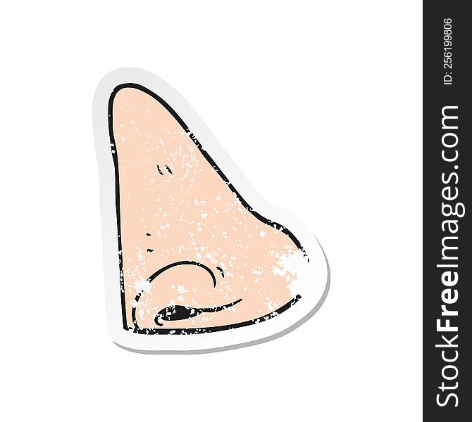 retro distressed sticker of a cartoon human nose