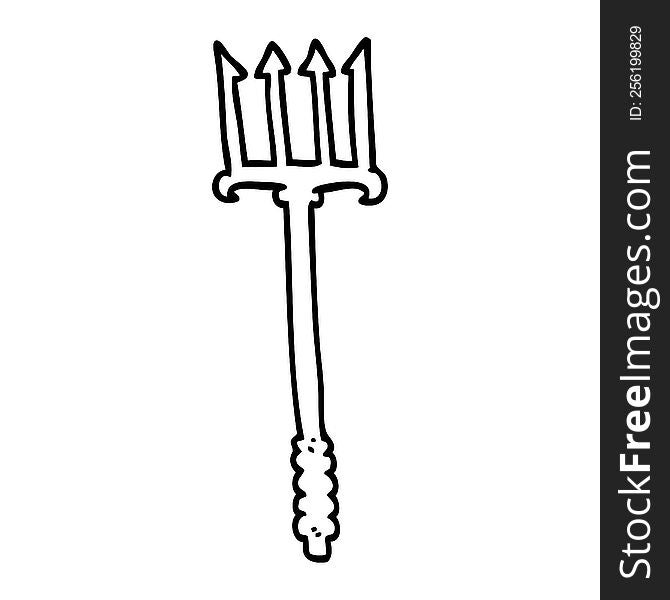 line drawing cartoon gold trident