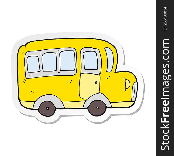 sticker of a cartoon yellow school bus