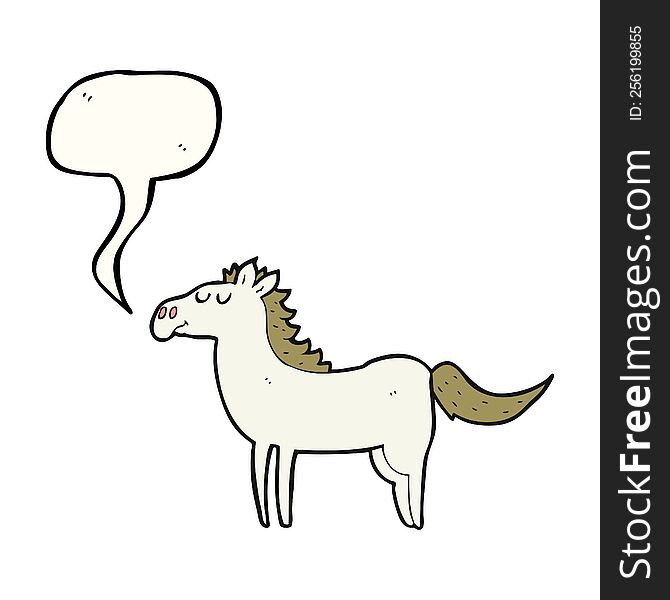 freehand drawn speech bubble cartoon horse