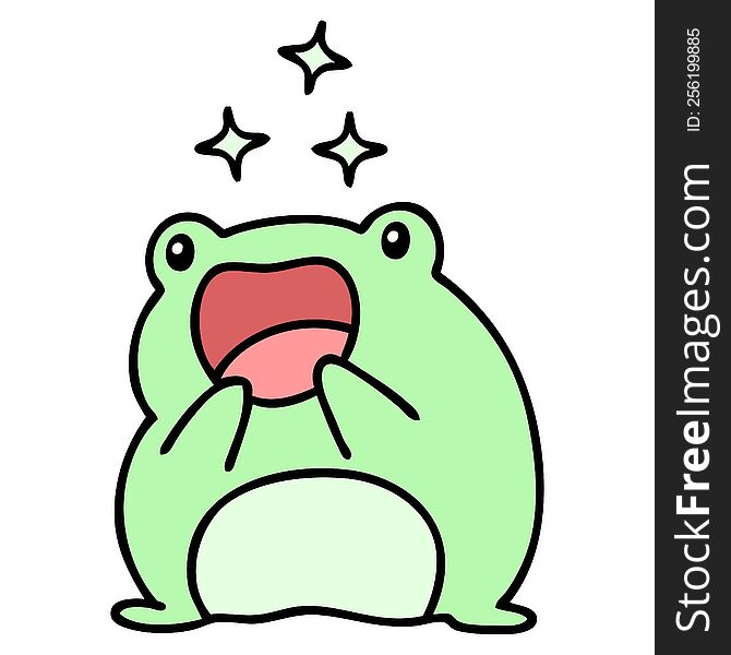 cartoon of a cute frog happy and amazed. cartoon of a cute frog happy and amazed