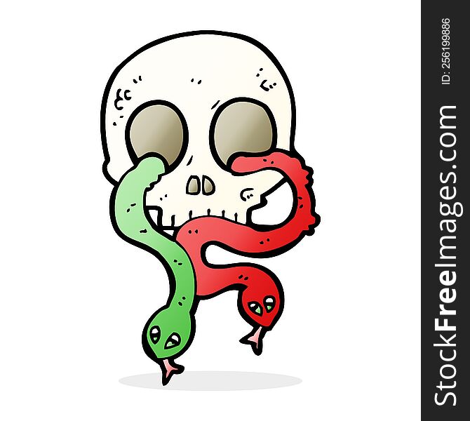 cartoon skull with snakes