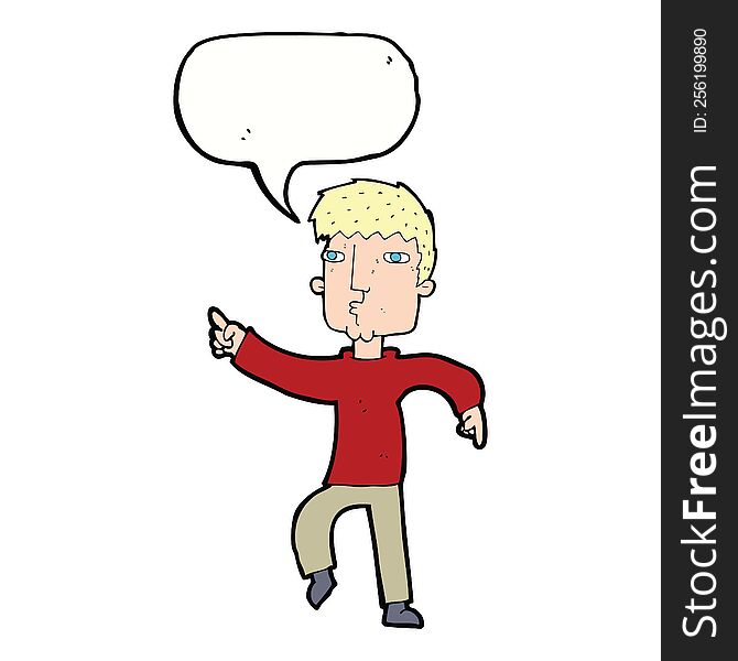 Cartoon Dancing Man With Speech Bubble