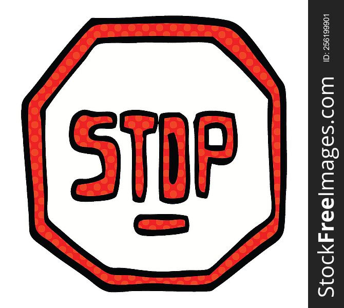 Comic Book Style Cartoon Stop Sign