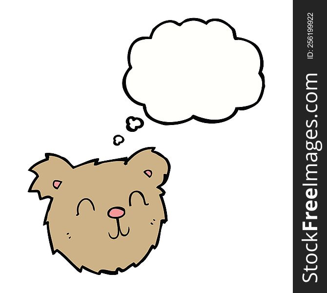 cartoon happy teddy bear face with thought bubble