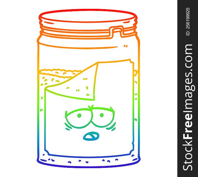 rainbow gradient line drawing of a cartoon glass jar