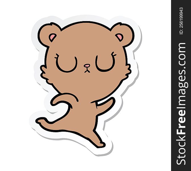 Sticker Of A Peaceful Cartoon Bear Running