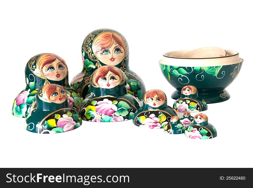 Russian Dolls  Isolated on a white background