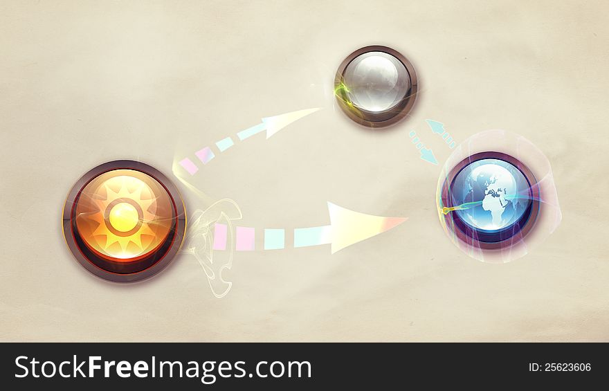 Abstract illustration of the Sun, Earth and Moon planets. Abstract illustration of the Sun, Earth and Moon planets.