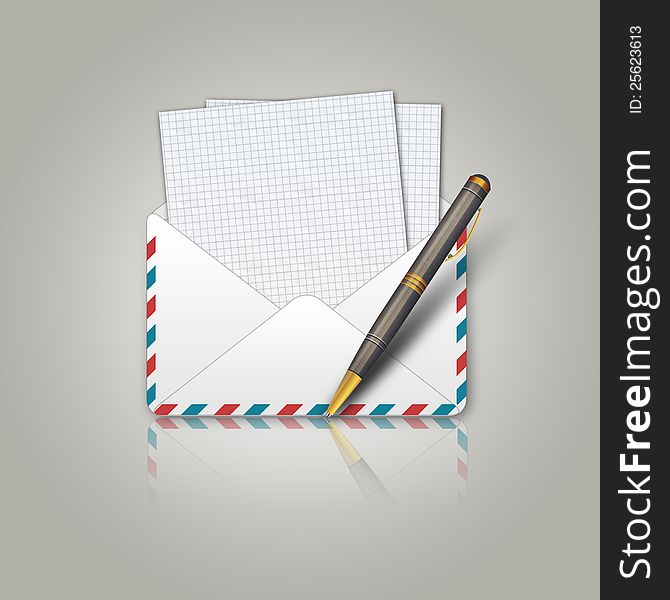 Postal Envelope And Pen