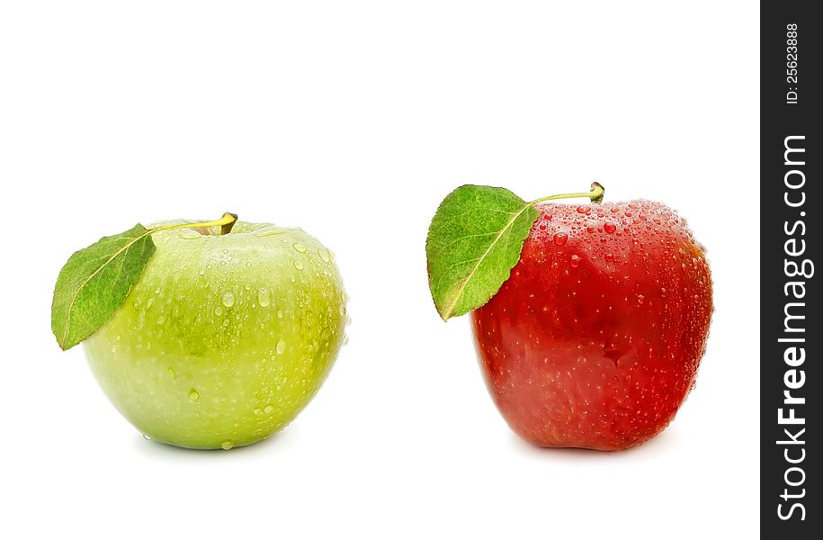 Two apples: green and red isolated on a white background. Two apples: green and red isolated on a white background