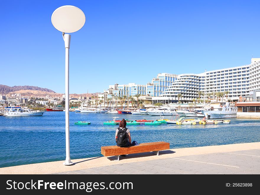 View on the boats in marina of Eilat city (Red sea. Israel). View on the boats in marina of Eilat city (Red sea. Israel)