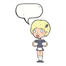 Free Cartoon Woman In French Maid Outfit With Speech Bubble Stock Photo - 256200200